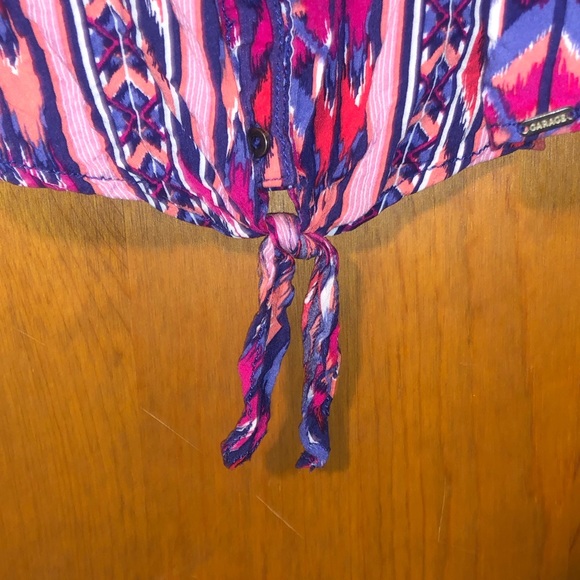 Garage Aztec Tribal Print Tie Front Tank Top Small - Picture 4 of 8